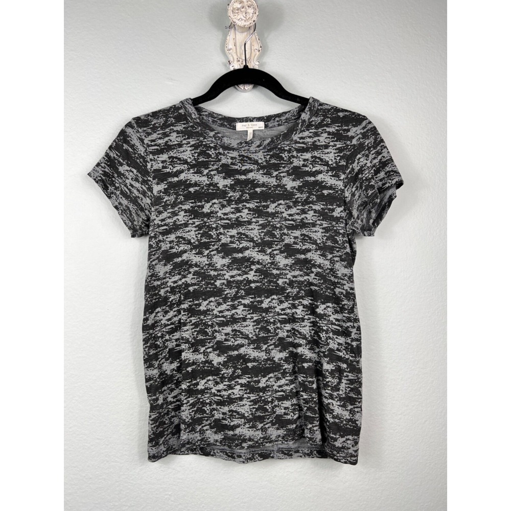 rag & bone T-Shirt Womens XS Gray Camo Pima Cotton Short Sleeve Tee Casual
